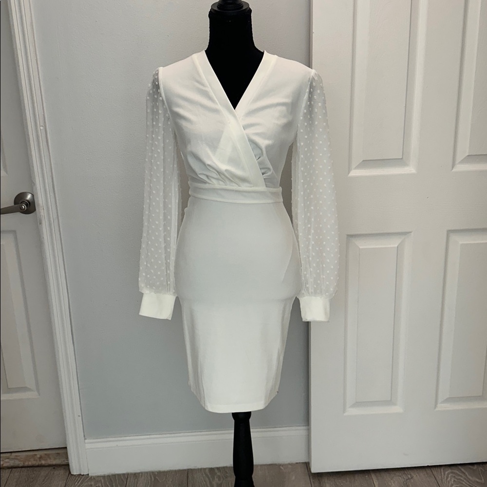 Grace Karin White Long Sleeve Dress